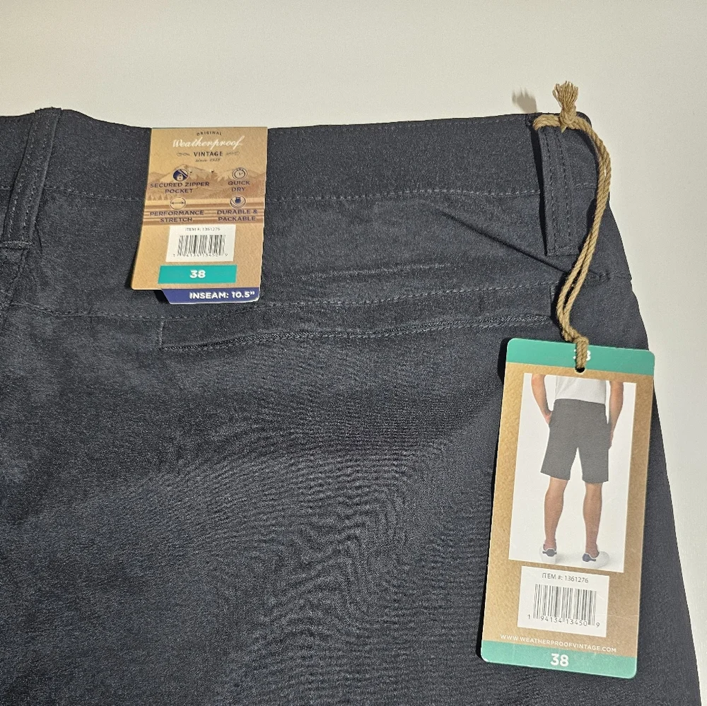 Weatherproof Vintage Men's Flat Front Gray Stretch Trail Short.